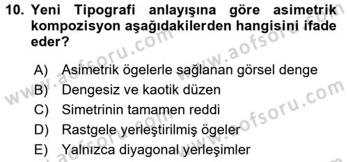 Tipografi Dersi 2025 - 2026 Yılı (Vize) Ara Sınav Soruları 10. Soru