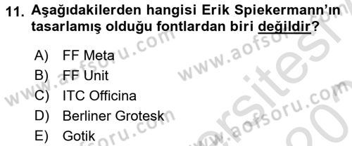 Tipografi Dersi 2025 - 2026 Yılı (Vize) Ara Sınav Soruları 11. Soru
