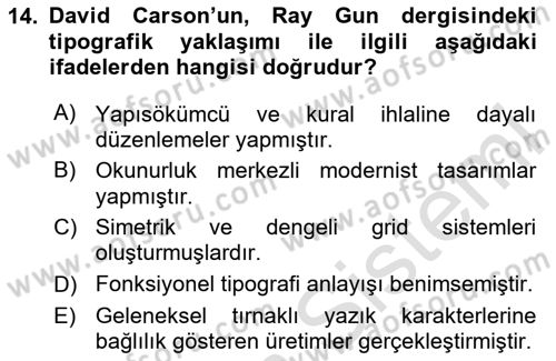 Tipografi Dersi 2025 - 2026 Yılı (Vize) Ara Sınav Soruları 14. Soru