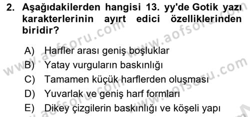 Tipografi Dersi 2025 - 2026 Yılı (Vize) Ara Sınav Soruları 2. Soru