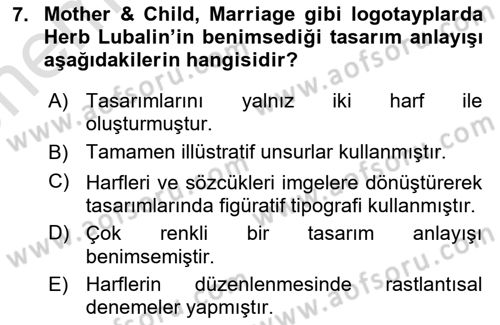 Tipografi Dersi 2025 - 2026 Yılı (Vize) Ara Sınav Soruları 7. Soru