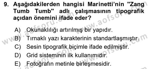 Tipografi Dersi 2025 - 2026 Yılı (Vize) Ara Sınav Soruları 9. Soru
