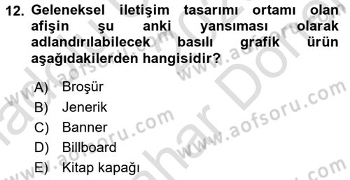 Tipografi Dersi 2025 - 2026 Yılı (Final) Dönem Sonu Sınav Soruları 12. Soru