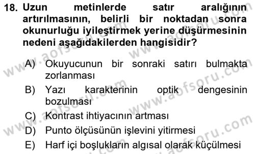 Tipografi Dersi 2025 - 2026 Yılı (Final) Dönem Sonu Sınav Soruları 18. Soru