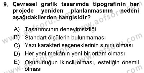 Tipografi Dersi 2025 - 2026 Yılı (Final) Dönem Sonu Sınav Soruları 9. Soru