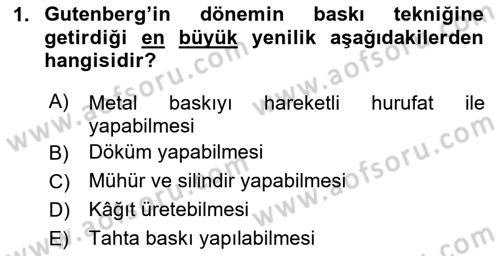 Tipografi Dersi 2025 - 2026 Yılı Yaz Okulu Sınav Soruları 1. Soru