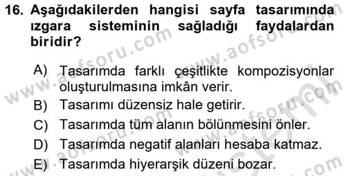 Tipografi Dersi 2025 - 2026 Yılı Yaz Okulu Sınav Soruları 16. Soru