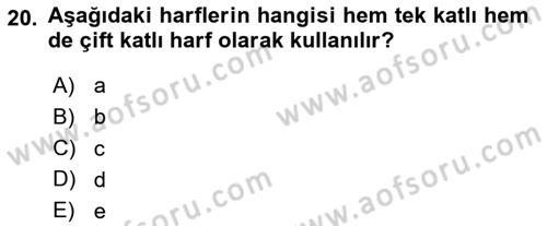 Tipografi Dersi 2025 - 2026 Yılı Yaz Okulu Sınav Soruları 20. Soru