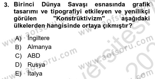 Tipografi Dersi 2025 - 2026 Yılı Yaz Okulu Sınav Soruları 3. Soru