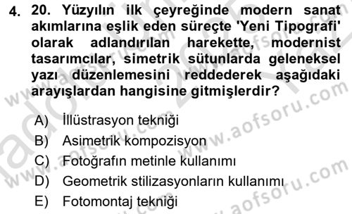 Tipografi Dersi 2025 - 2026 Yılı Yaz Okulu Sınav Soruları 4. Soru