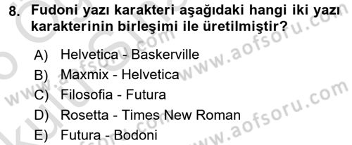 Tipografi Dersi 2025 - 2026 Yılı Yaz Okulu Sınav Soruları 8. Soru