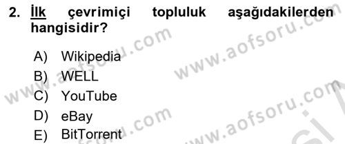 Dijital Kültür Dersi 2021 - 2022 Yılı (Vize) Ara Sınav Soruları 2. Soru