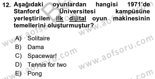 Dijital Kültür Dersi 2021 - 2022 Yılı (Final) Dönem Sonu Sınav Soruları 12. Soru