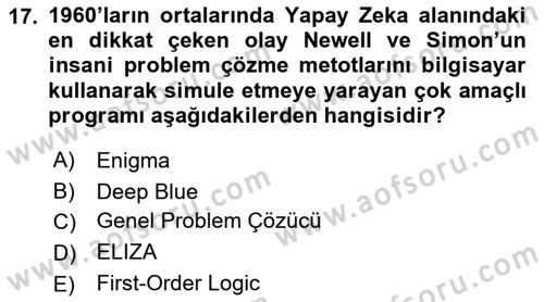 Dijital Kültür Dersi 2021 - 2022 Yılı (Final) Dönem Sonu Sınav Soruları 17. Soru