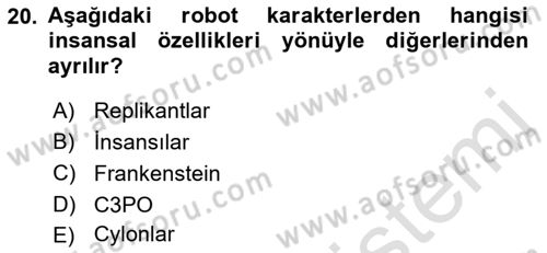 Dijital Kültür Dersi 2021 - 2022 Yılı (Final) Dönem Sonu Sınavı 20. Soru