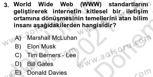 Dijital Kültür Dersi 2021 - 2022 Yılı (Final) Dönem Sonu Sınav Soruları 3. Soru