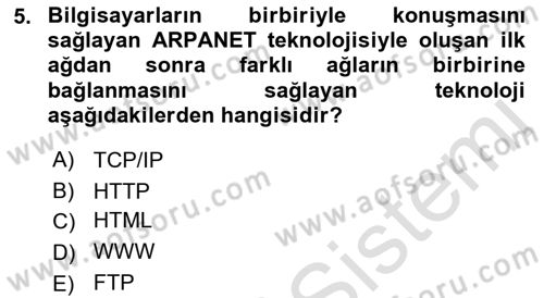 Dijital Kültür Dersi 2021 - 2022 Yılı (Final) Dönem Sonu Sınav Soruları 5. Soru