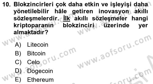 Dijital Kültür Dersi 2021 - 2022 Yılı Yaz Okulu Sınav Soruları 10. Soru
