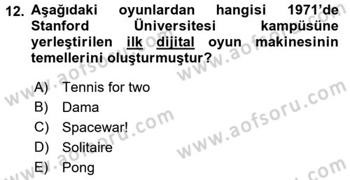 Dijital Kültür Dersi 2021 - 2022 Yılı Yaz Okulu Sınav Soruları 12. Soru