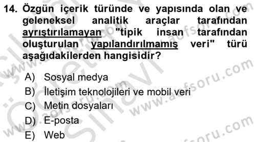 Dijital Kültür Dersi 2021 - 2022 Yılı Yaz Okulu Sınavı 14. Soru