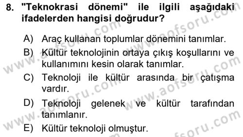 Dijital Kültür Dersi 2021 - 2022 Yılı Yaz Okulu Sınav Soruları 8. Soru