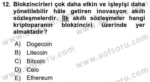 Dijital Kültür Dersi 2022 - 2023 Yılı Yaz Okulu Sınavı 12. Soru