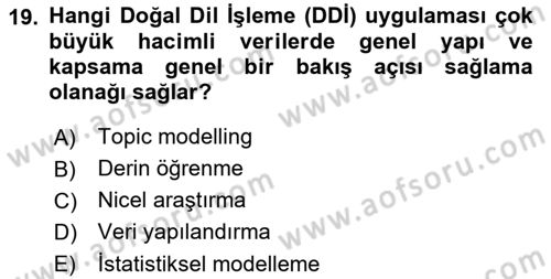 Dijital Kültür Dersi 2022 - 2023 Yılı Yaz Okulu Sınav Soruları 19. Soru