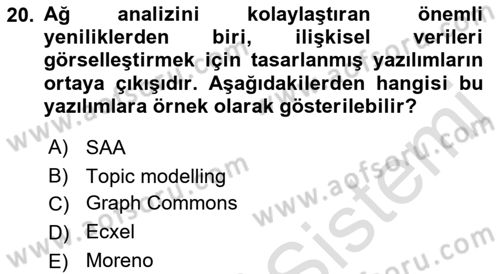 Dijital Kültür Dersi 2022 - 2023 Yılı Yaz Okulu Sınavı 20. Soru