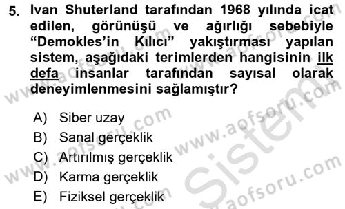 Dijital Kültür Dersi 2022 - 2023 Yılı Yaz Okulu Sınavı 5. Soru