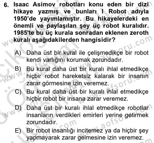 Dijital Kültür Dersi 2022 - 2023 Yılı Yaz Okulu Sınavı 6. Soru