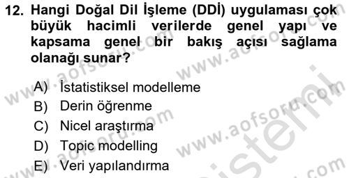 Dijital Kültür Dersi 2023 - 2024 Yılı (Final) Dönem Sonu Sınav Soruları 12. Soru