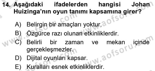 Dijital Kültür Dersi 2023 - 2024 Yılı (Final) Dönem Sonu Sınav Soruları 14. Soru