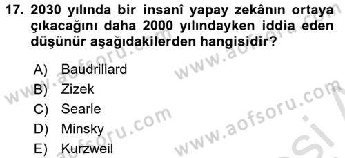 Dijital Kültür Dersi 2023 - 2024 Yılı (Final) Dönem Sonu Sınav Soruları 17. Soru