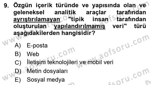 Dijital Kültür Dersi 2023 - 2024 Yılı (Final) Dönem Sonu Sınavı 9. Soru