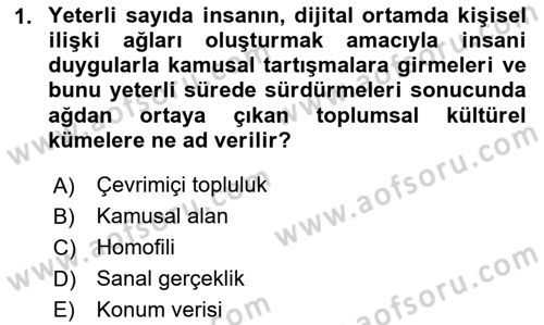 Dijital Kültür Dersi 2023 - 2024 Yılı Yaz Okulu Sınav Soruları 1. Soru