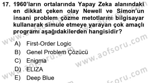 Dijital Kültür Dersi 2023 - 2024 Yılı Yaz Okulu Sınav Soruları 17. Soru