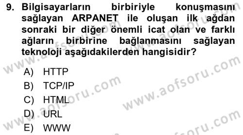 Dijital Kültür Dersi 2023 - 2024 Yılı Yaz Okulu Sınav Soruları 9. Soru