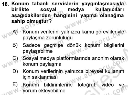 Dijital Kültür Dersi 2024 - 2025 Yılı (Vize) Ara Sınav Soruları 18. Soru