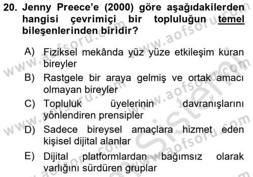 Dijital Kültür Dersi 2024 - 2025 Yılı (Vize) Ara Sınav Soruları 20. Soru