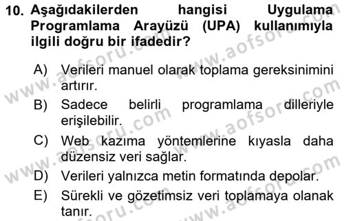 Dijital Kültür Dersi 2024 - 2025 Yılı (Final) Dönem Sonu Sınav Soruları 10. Soru