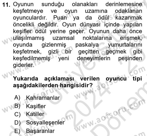 Dijital Kültür Dersi 2024 - 2025 Yılı (Final) Dönem Sonu Sınav Soruları 11. Soru