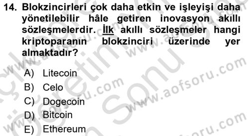Dijital Kültür Dersi 2024 - 2025 Yılı (Final) Dönem Sonu Sınav Soruları 14. Soru
