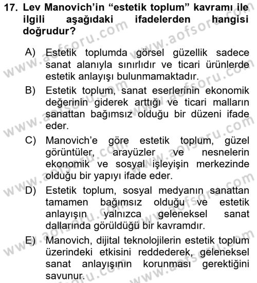 Dijital Kültür Dersi 2024 - 2025 Yılı (Final) Dönem Sonu Sınav Soruları 17. Soru