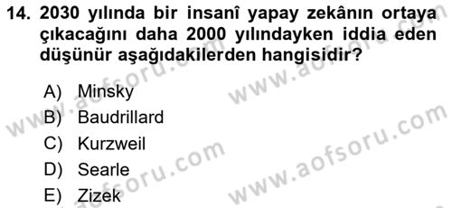 Dijital Kültür Dersi 2024 - 2025 Yılı Yaz Okulu Sınav Soruları 14. Soru