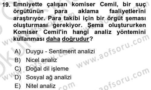 Dijital Kültür Dersi 2024 - 2025 Yılı Yaz Okulu Sınav Soruları 19. Soru