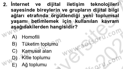 Dijital Kültür Dersi 2024 - 2025 Yılı Yaz Okulu Sınav Soruları 2. Soru