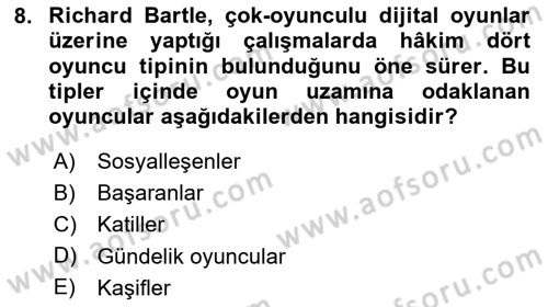 Dijital Kültür Dersi 2024 - 2025 Yılı Yaz Okulu Sınav Soruları 8. Soru