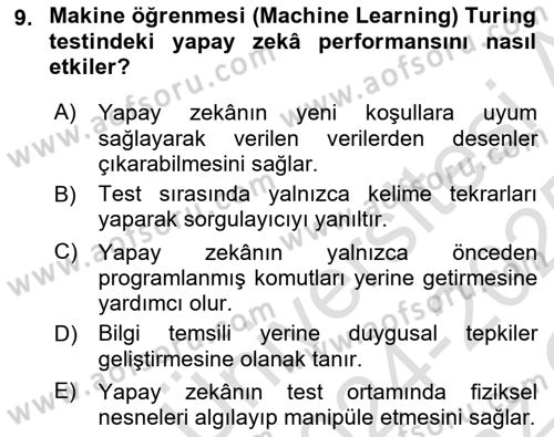 Dijital Kültür Dersi 2024 - 2025 Yılı Yaz Okulu Sınav Soruları 9. Soru