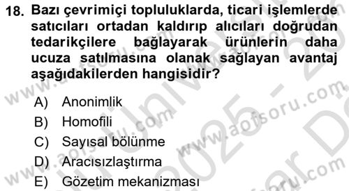 Dijital Kültür Dersi 2025 - 2026 Yılı (Vize) Ara Sınav Soruları 18. Soru