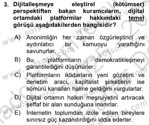 Dijital Kültür Dersi 2025 - 2026 Yılı (Vize) Ara Sınav Soruları 3. Soru